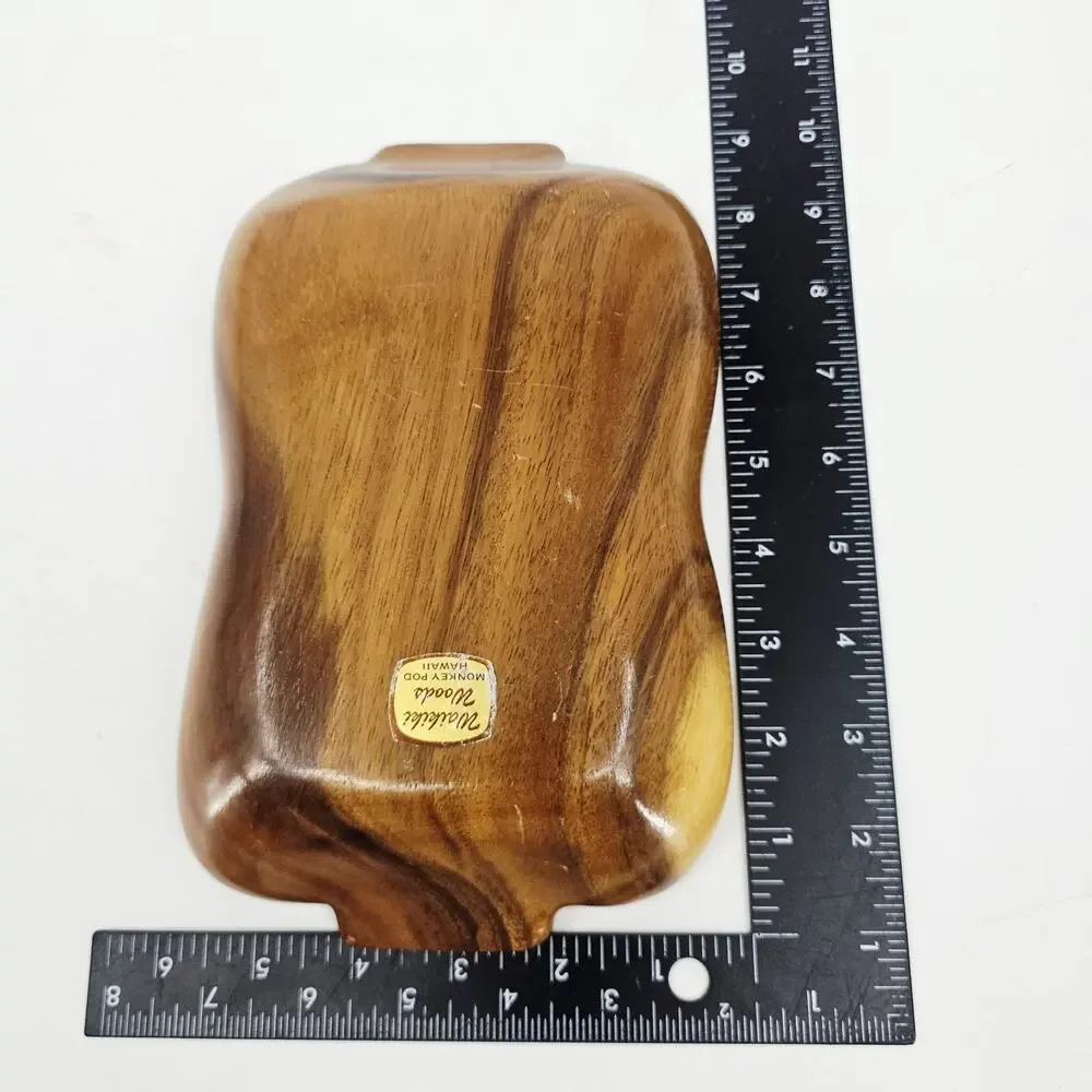 Waikiki Woods 2 Section Tray Monkey Pod Wood Made In Hawaii Vintage Retro Rare!